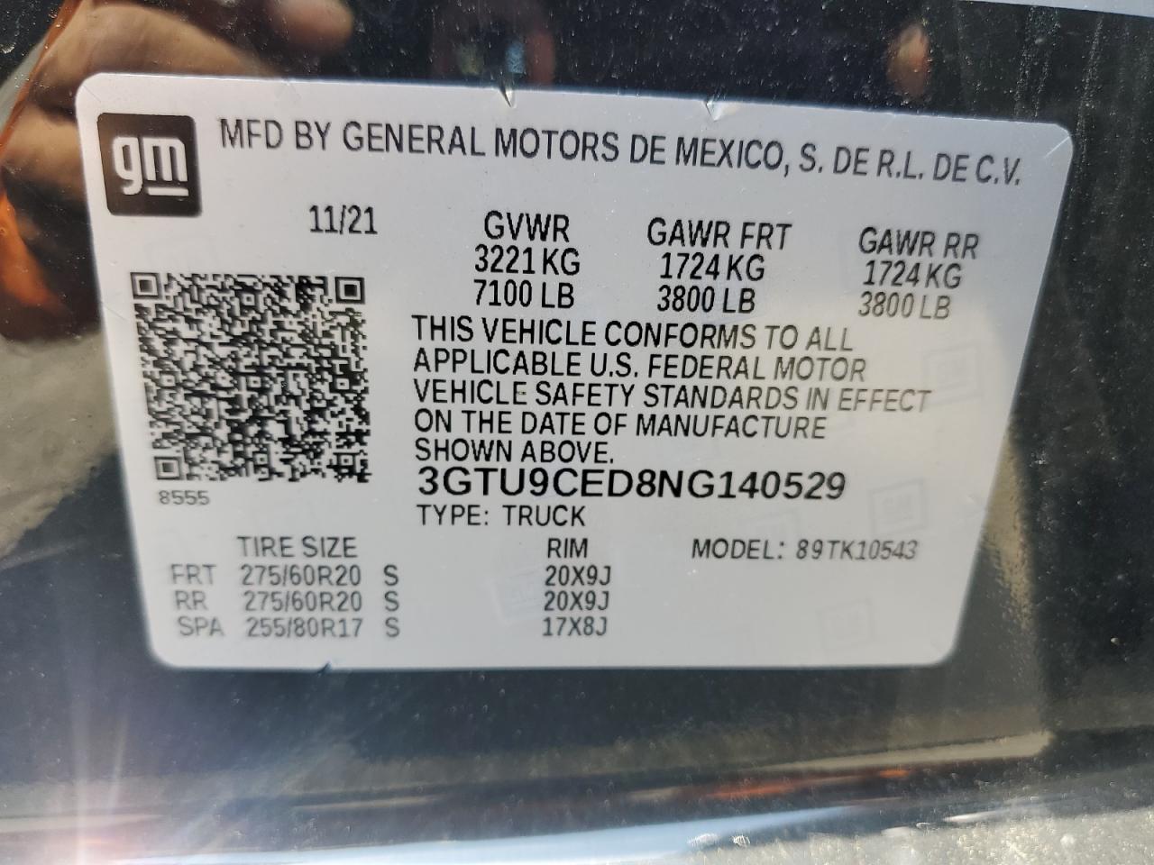 3gtu9ced8ng140529 3GTU9CED8NG140529 2022 GMC Sierra Limited K1500 Elevation