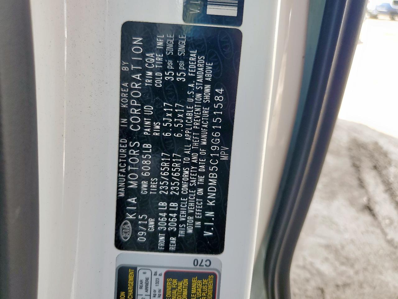 2016 Kia Sedona Lx VIN: KNDMB5C19G6151584 Lot: 64854625