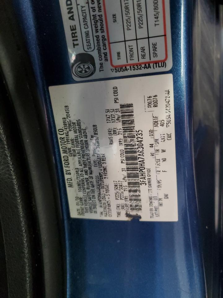 2010 Ford Fusion Se VIN: 3FAHP0HA7AR304235 Lot: 64838165