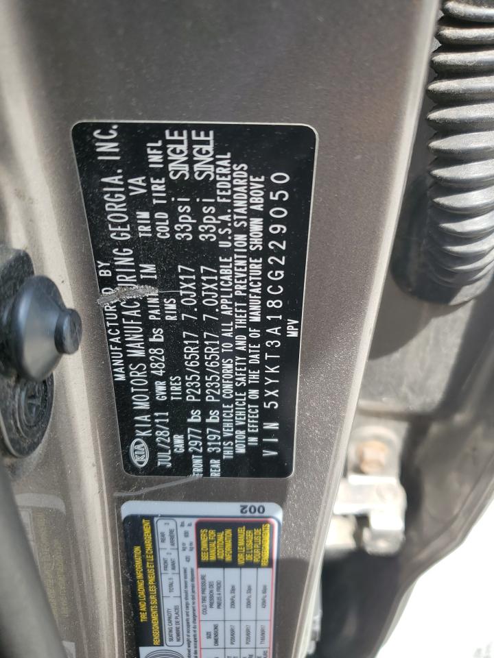 2012 Kia Sorento Base VIN: 5XYKT3A18CG229050 Lot: 63184335