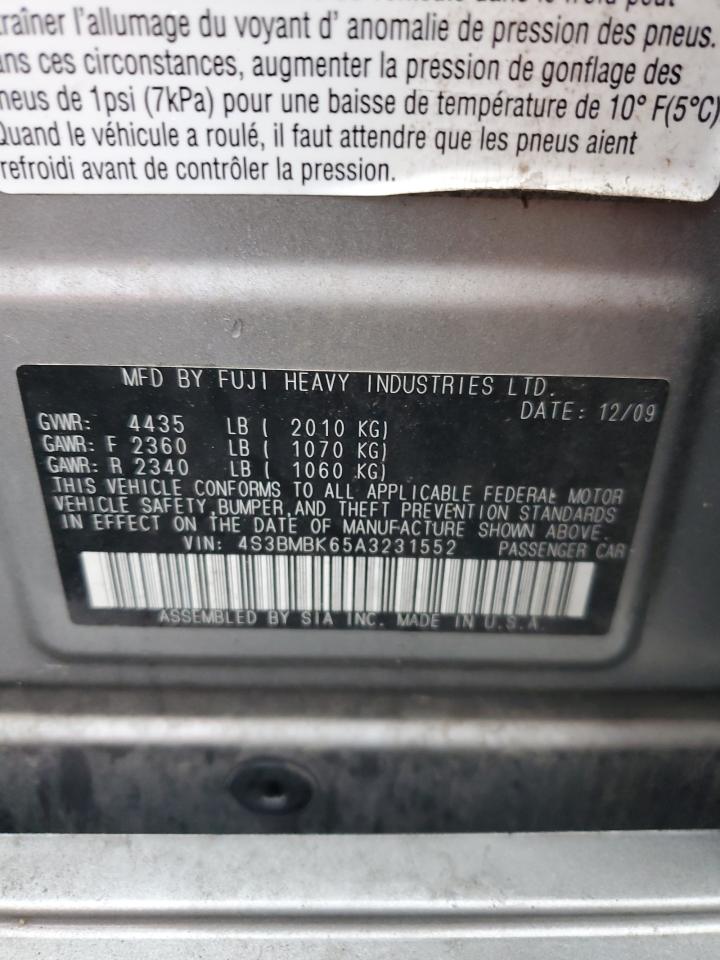 2010 Subaru Legacy 2.5I Limited VIN: 4S3BMBK65A3231552 Lot: 66832015