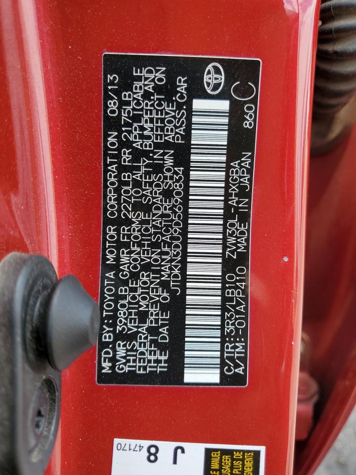 2013 Toyota Prius VIN: JTDKN3DU9D5690834 Lot: 65050835