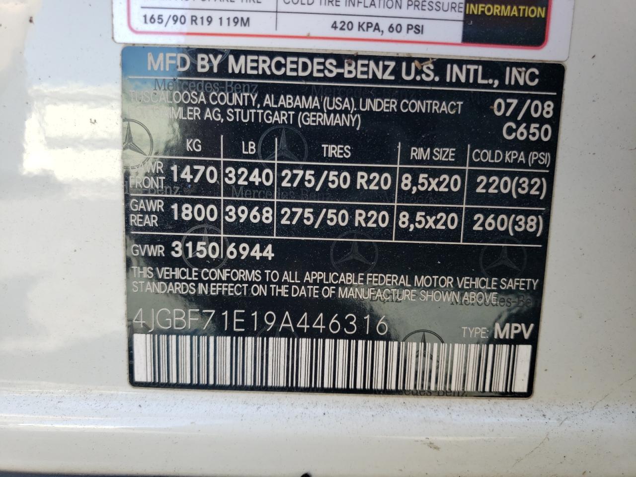 2009 Mercedes-Benz Gl 450 4Matic VIN: 4JGBF71E19A446316 Lot: 66566385