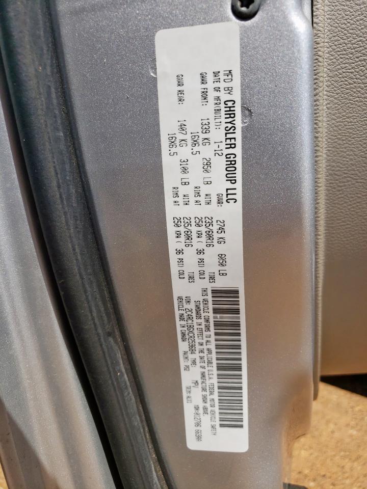 2012 Chrysler Town & Country Touring VIN: 2C4RC1BGXCR259684 Lot: 65568635