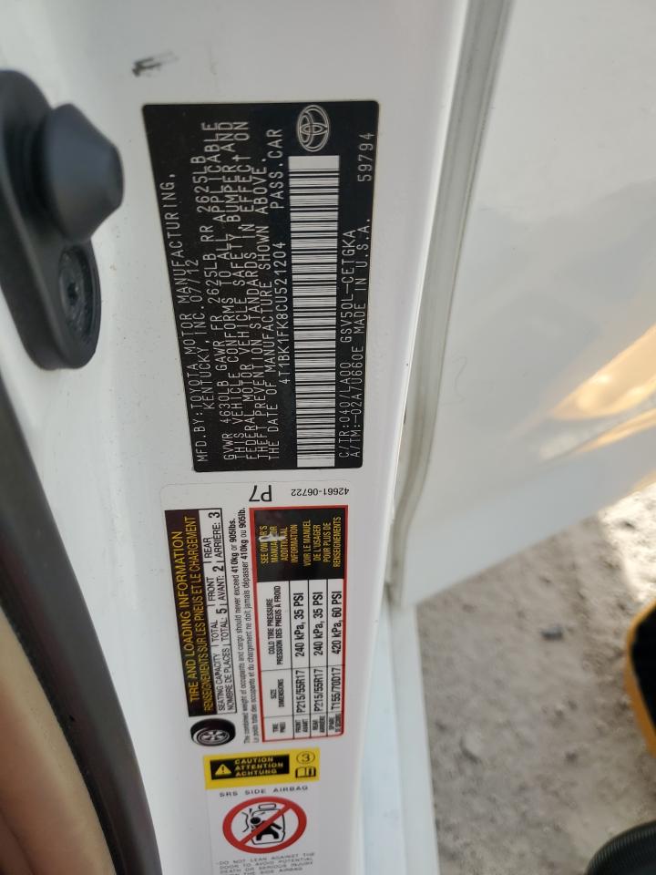 4t1bk1fk8cu521204 4T1BK1FK8CU521204 2012 Toyota Camry Se