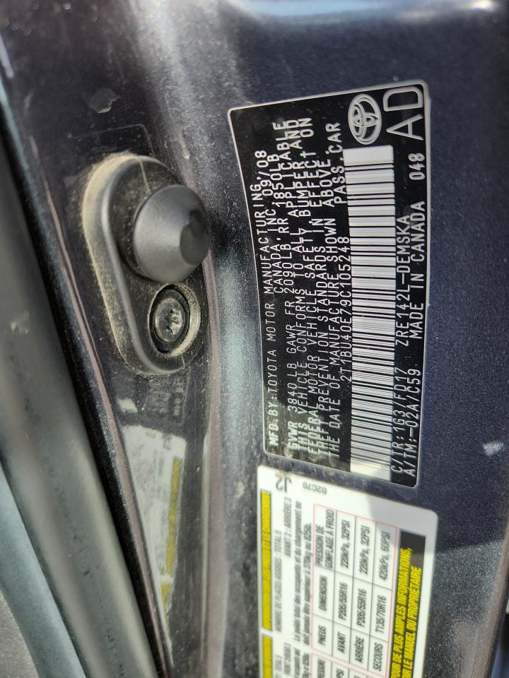 2009 Toyota Corolla Base VIN: 2T1BU40E79C105248 Lot: 64136475