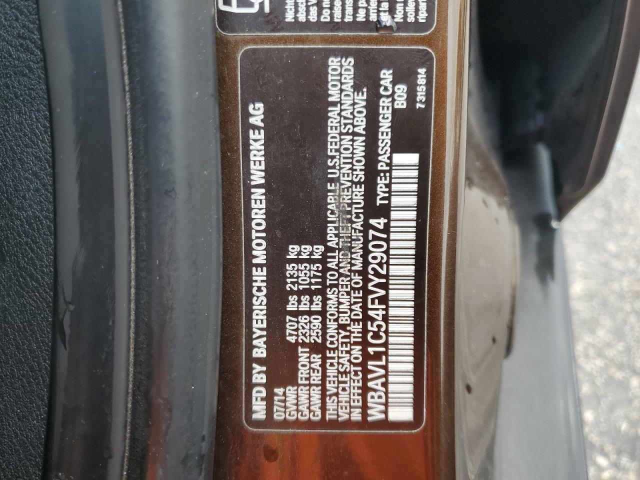 2015 BMW X1 xDrive28I VIN: WBAVL1C54FVY29074 Lot: 64303505