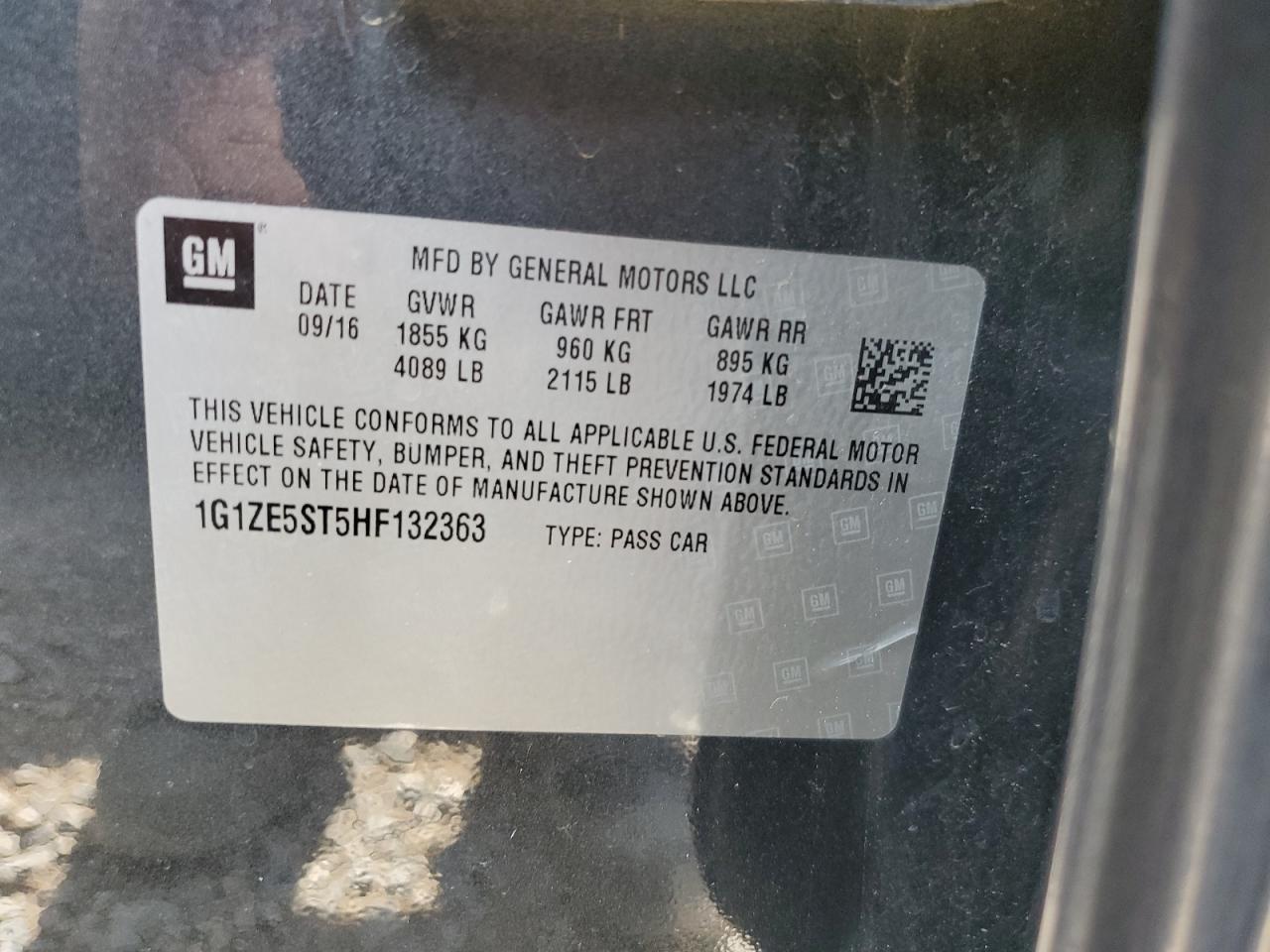 2017 Chevrolet Malibu Lt VIN: 1G1ZE5ST5HF132363 Lot: 65442385