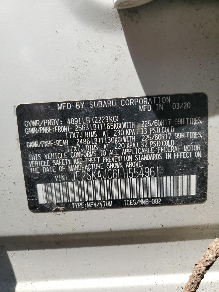 2020 Subaru Forester Premium VIN: JF2SKAJC6LH554961 Lot: 61770095