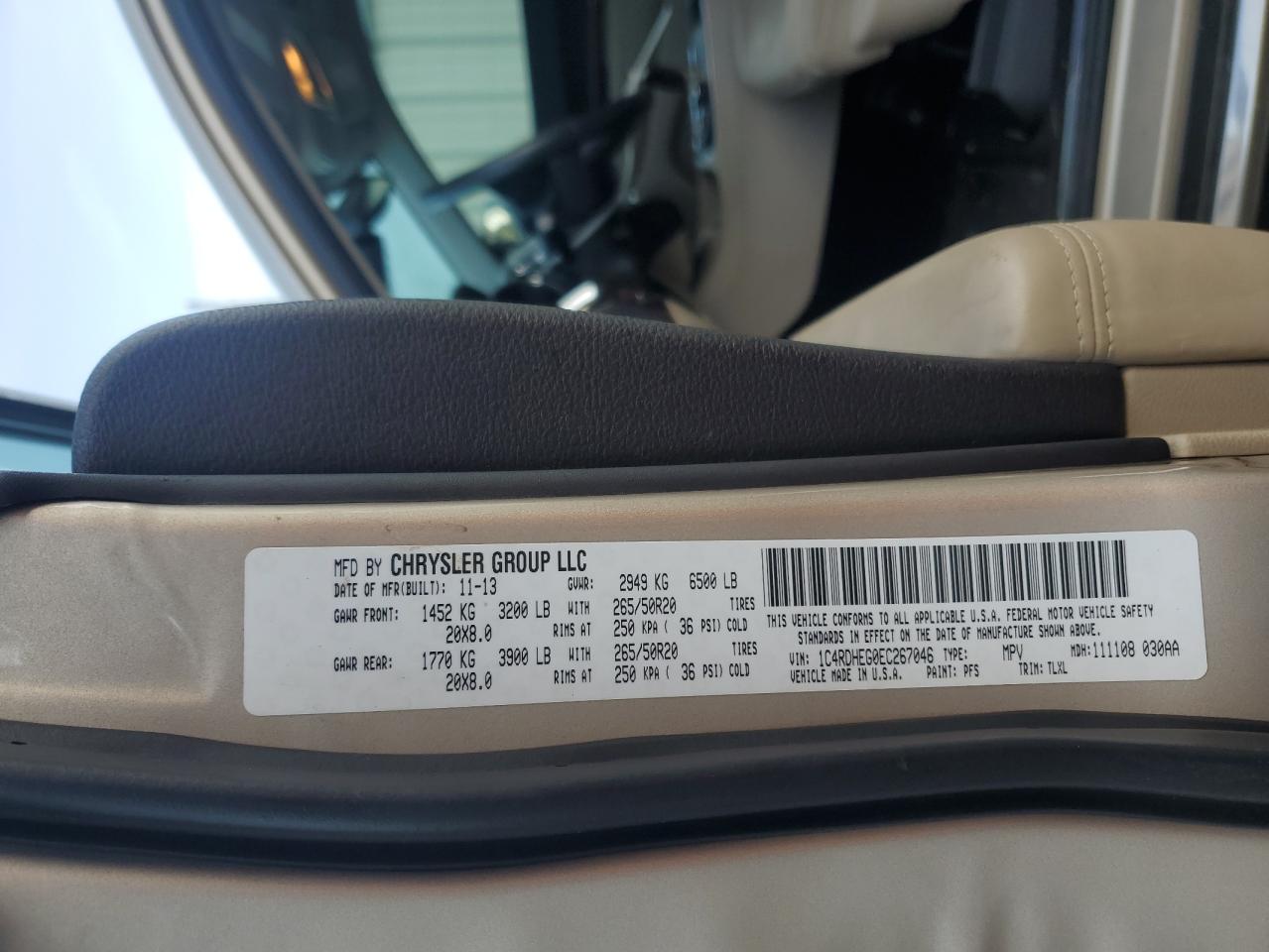 2014 Dodge Durango Citadel VIN: 1C4RDHEG0EC267046 Lot: 64463325