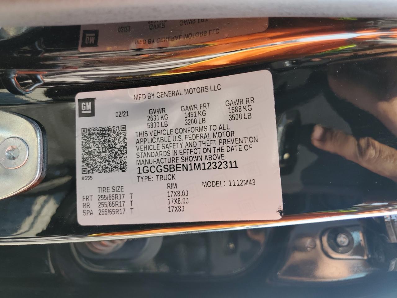 2021 Chevrolet Colorado VIN: 1GCGSBEN1M1232311 Lot: 64858545