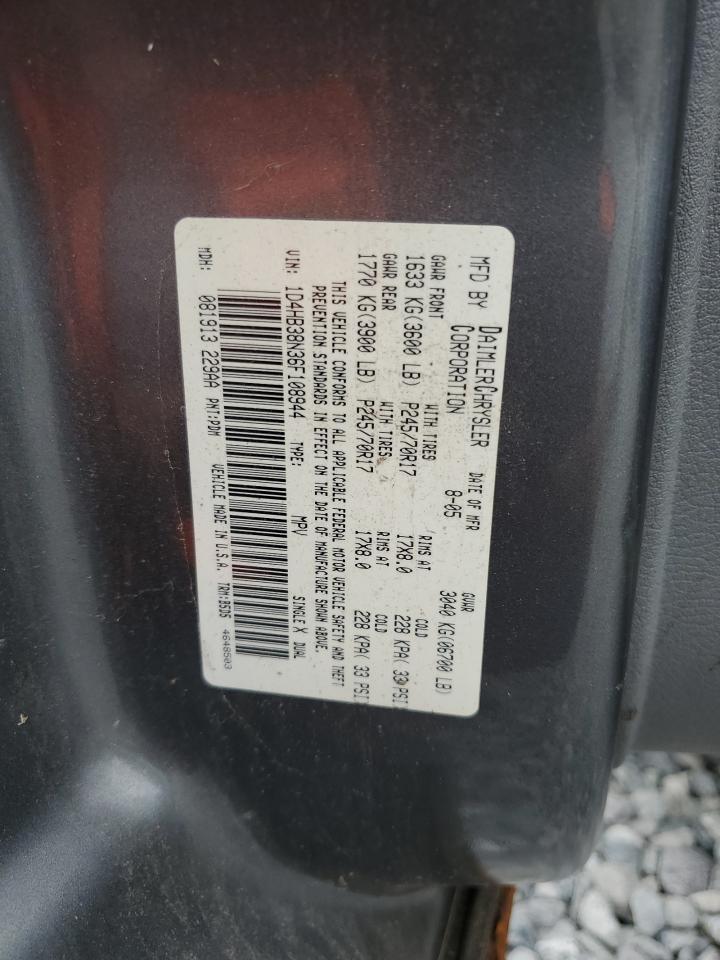 2016 Dodge Durango Sxt VIN: 1D4HB38N36F108944 Lot: 63767705