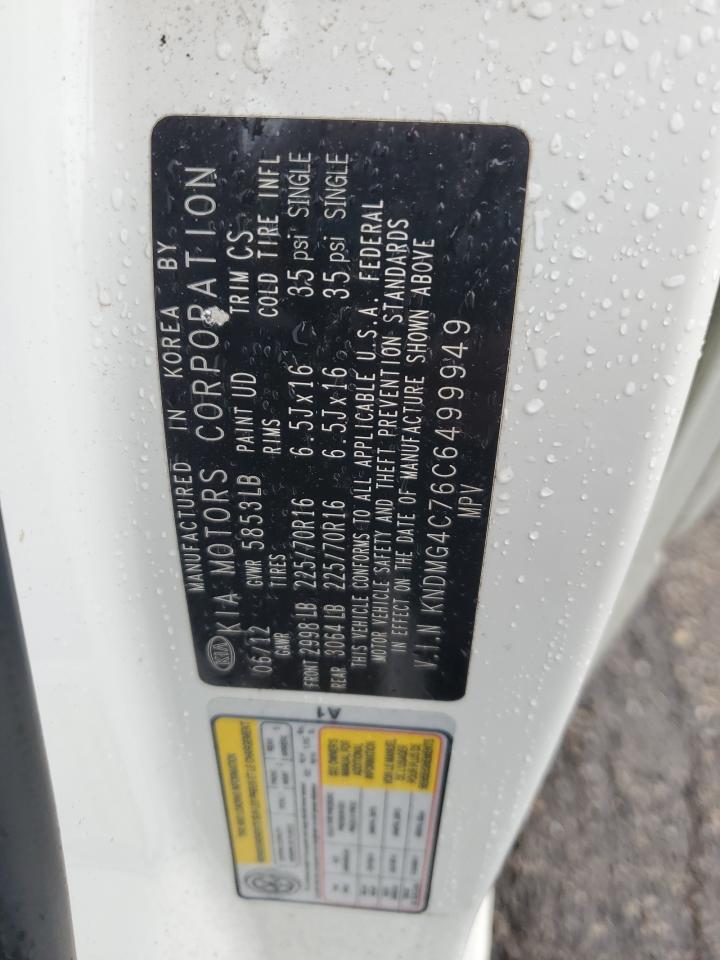 2012 Kia Sedona Lx VIN: KNDMG4C76C6499949 Lot: 63370665