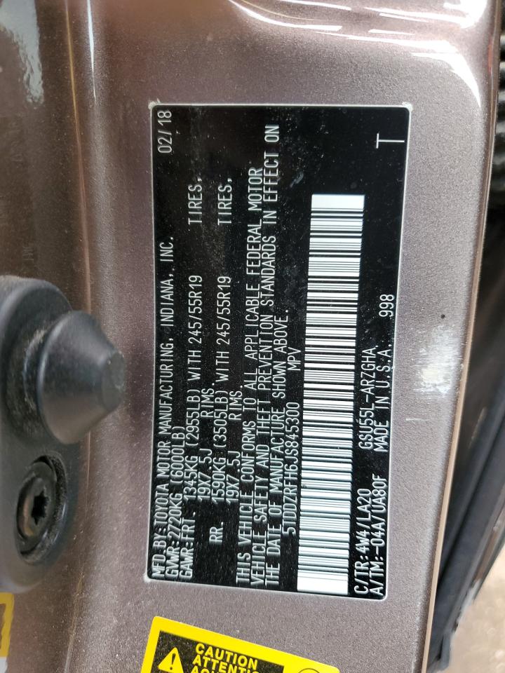 2018 Toyota Highlander Limited VIN: 5TDDZRFH6JS845300 Lot: 65357415