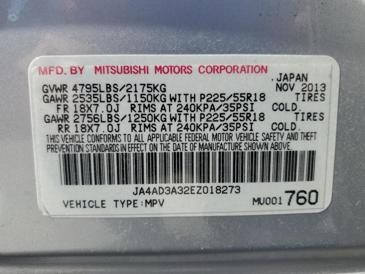 2014 Mitsubishi Outlander Se VIN: JA4AD3A32EZ018273 Lot: 67014425