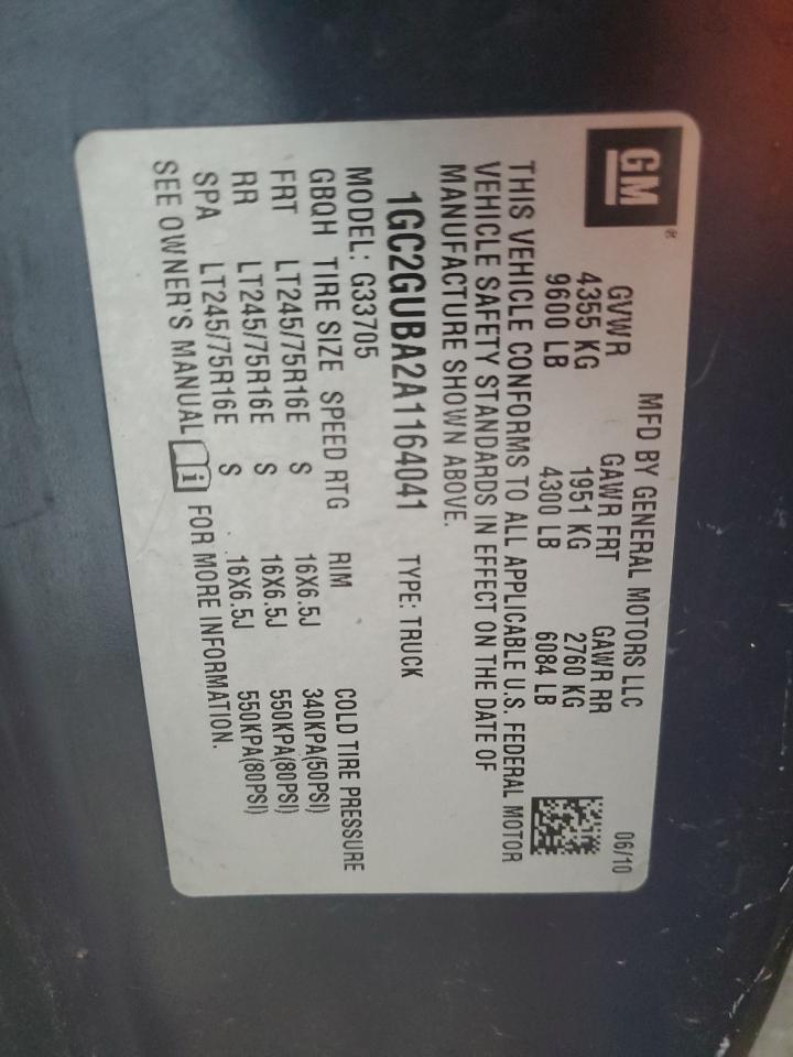 2010 Chevrolet Express G3500 VIN: 1GC2GUBA2A1164041 Lot: 62692795
