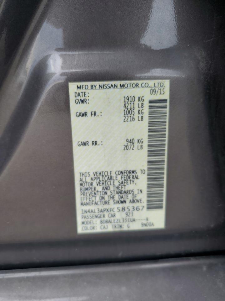 2015 Nissan Altima 2.5 VIN: 1N4AL3APXFC585367 Lot: 64635655