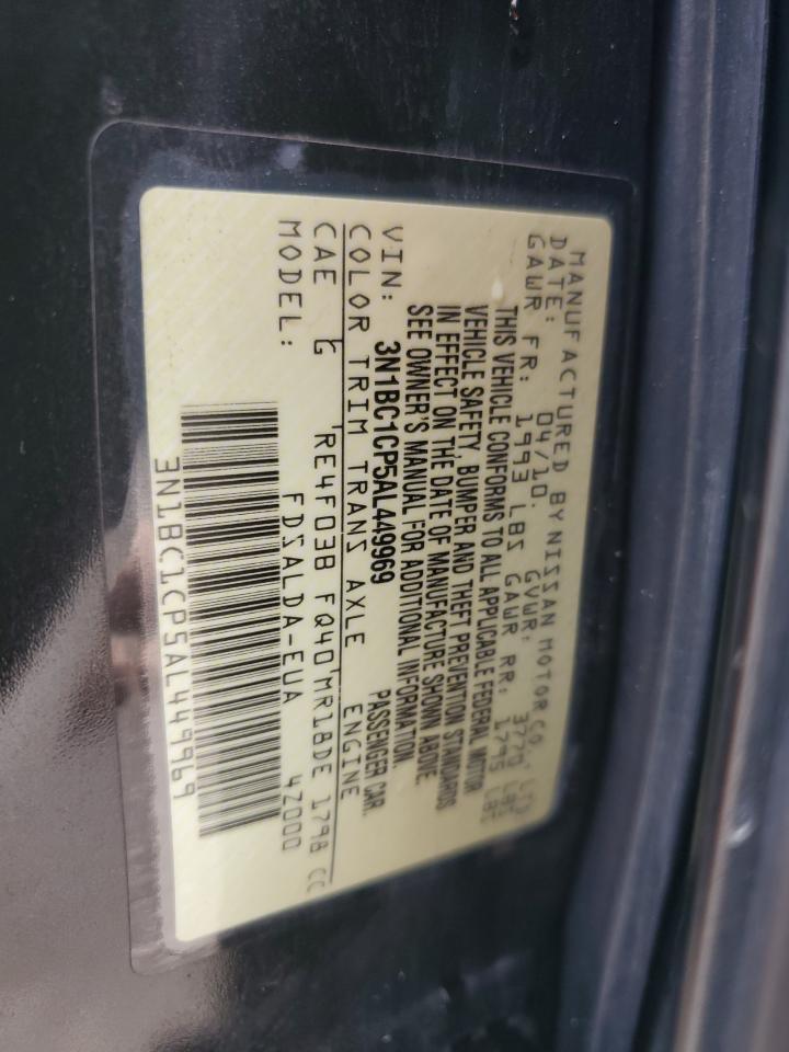 2010 Nissan Versa S VIN: 3N1BC1CP5AL449969 Lot: 65248545