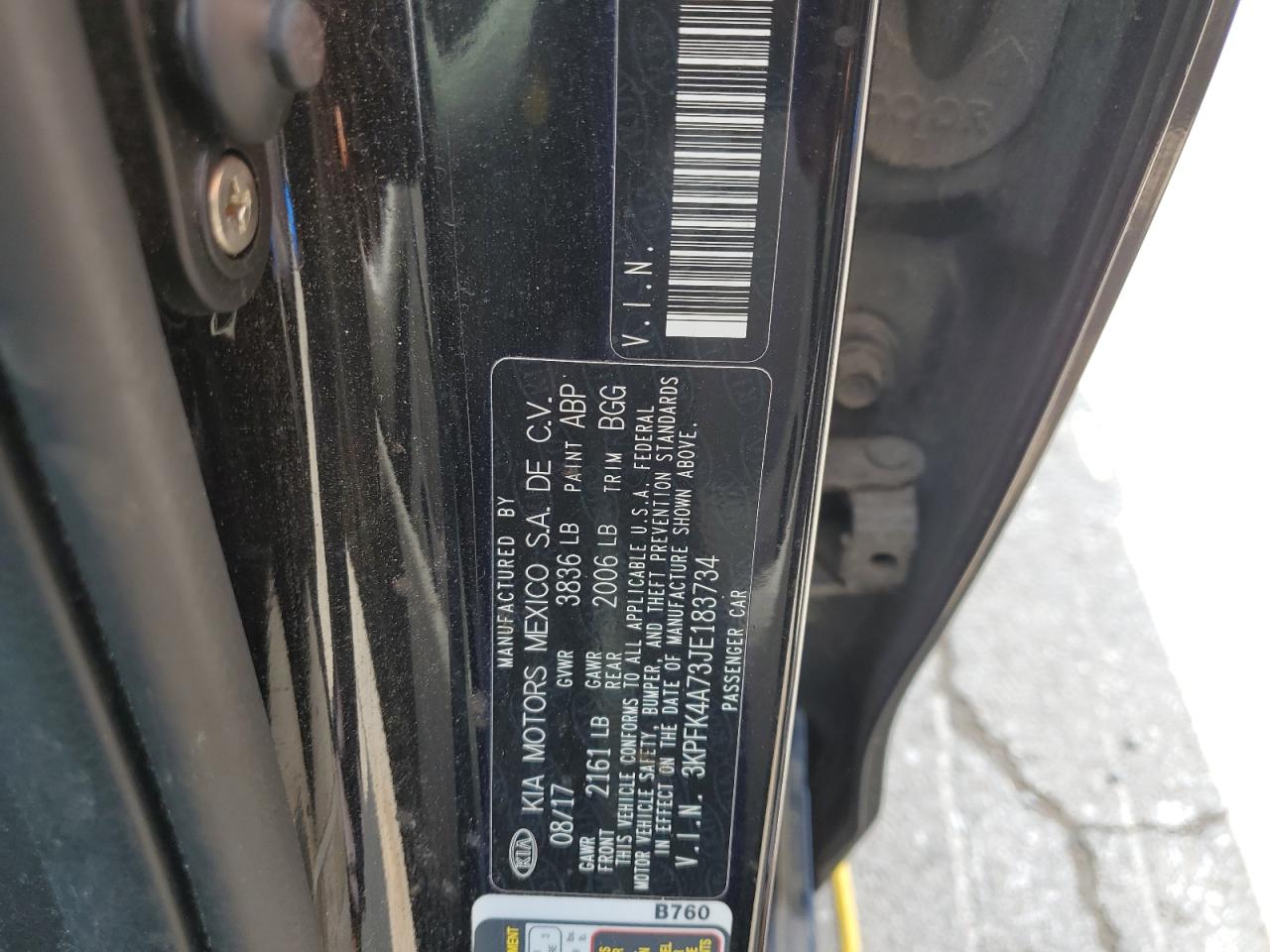 2018 Kia Forte Lx VIN: 3KPFK4A73JE183734 Lot: 64851565
