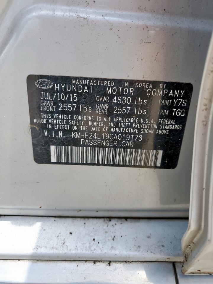 2016 Hyundai Sonata Hybrid VIN: KMHE24L19GA019173 Lot: 65242795