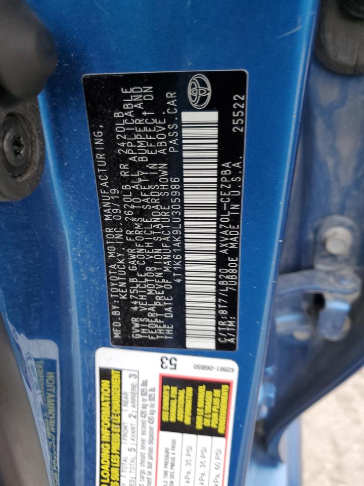 2020 Toyota Camry Xse VIN: 4T1K61AK9LU305986 Lot: 64774315