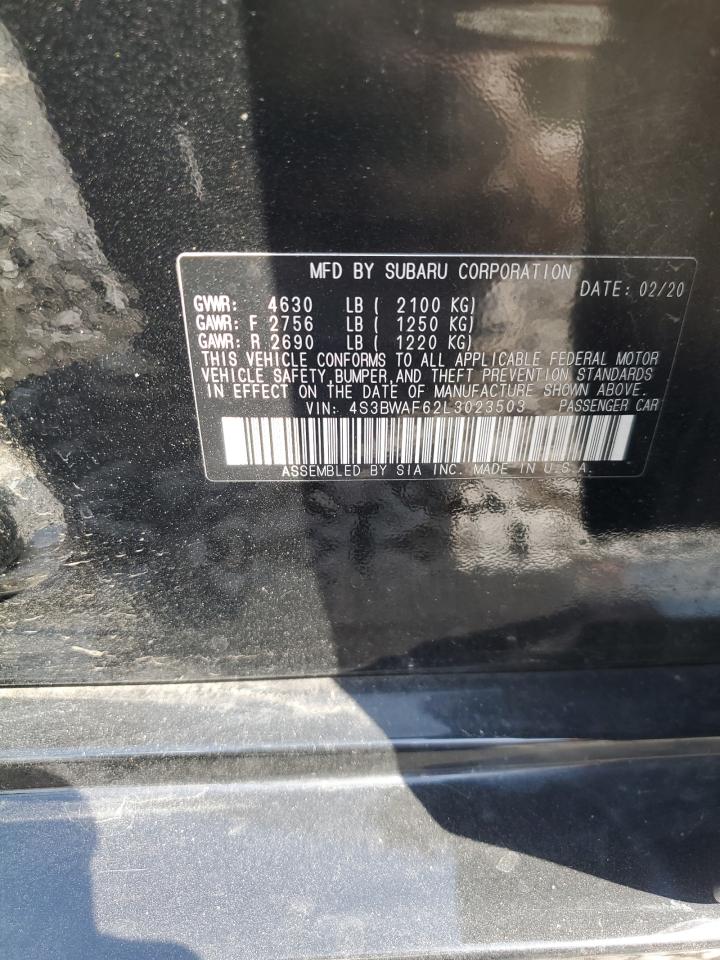 2020 Subaru Legacy Sport VIN: 4S3BWAF62L3023503 Lot: 66031845