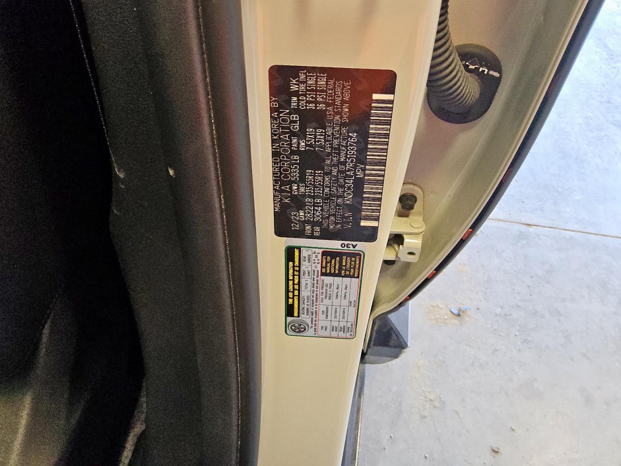 2024 Kia Ev6 Light VIN: KNDC34LA7R5193764 Lot: 64521905