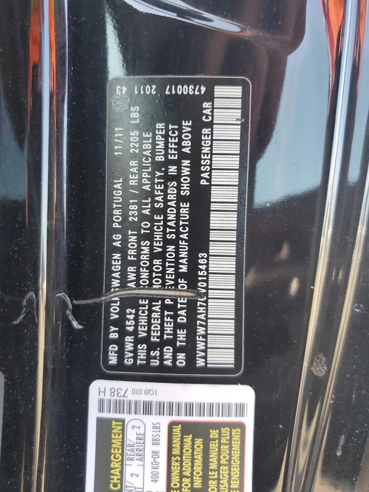 2012 Volkswagen Eos Lux VIN: WVWFW7AH7CV015463 Lot: 60909295