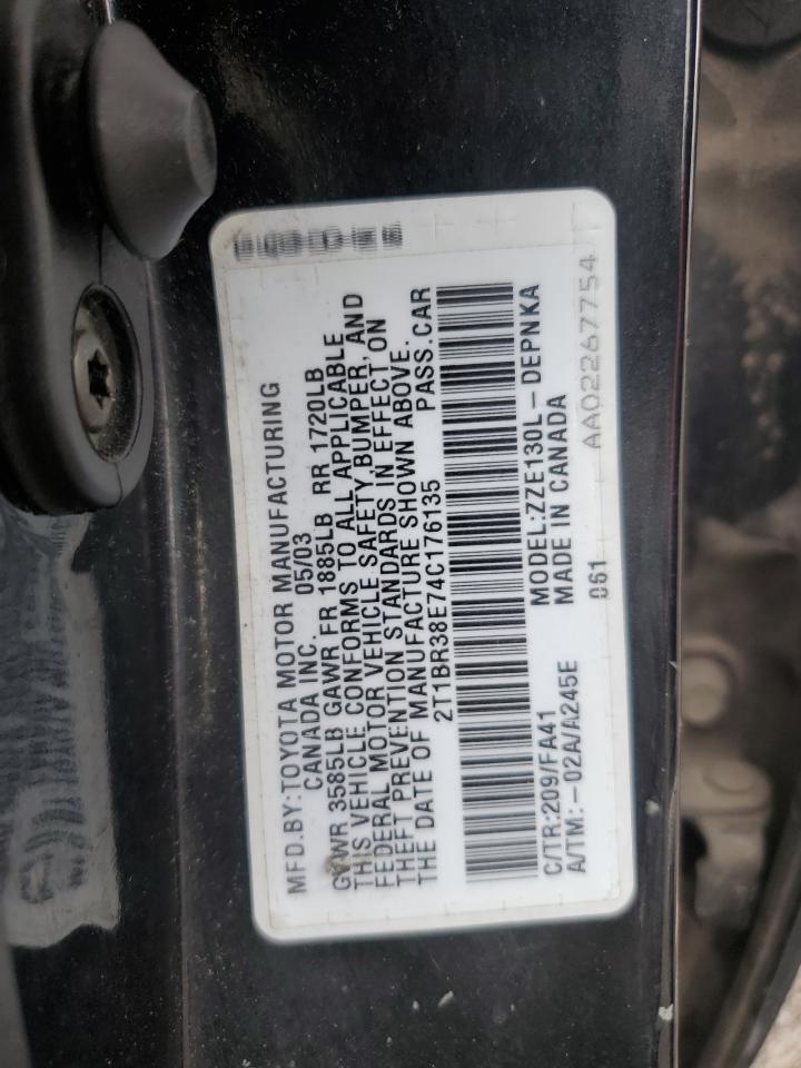 2004 Toyota Corolla Ce VIN: 2T1BR38E74C176135 Lot: 64467275