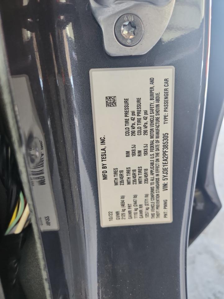 2023 Tesla Model 3 VIN: 5YJ3E1EA2PF385305 Lot: 65060665