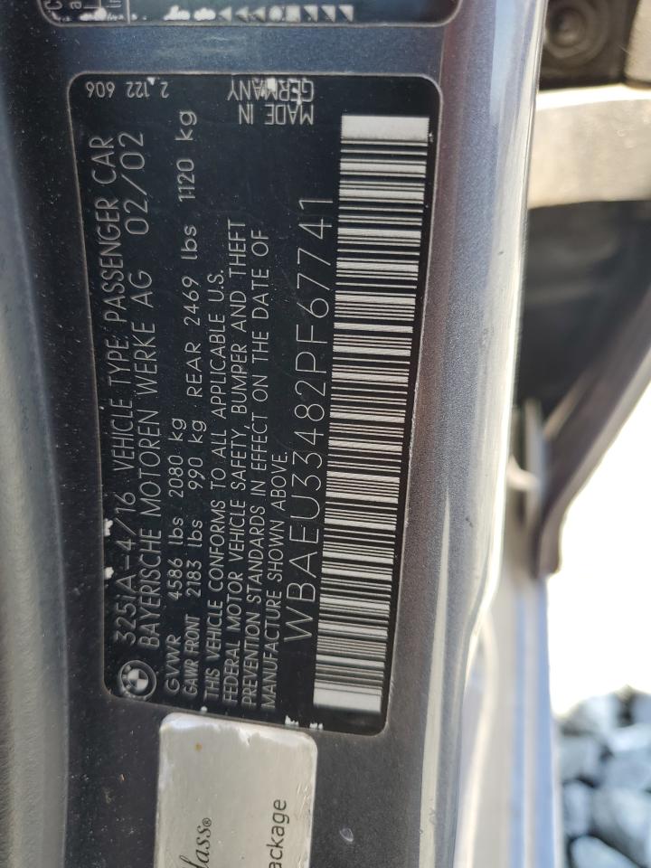 2002 BMW 325 Xi VIN: WBAEU33482PF67741 Lot: 64844365