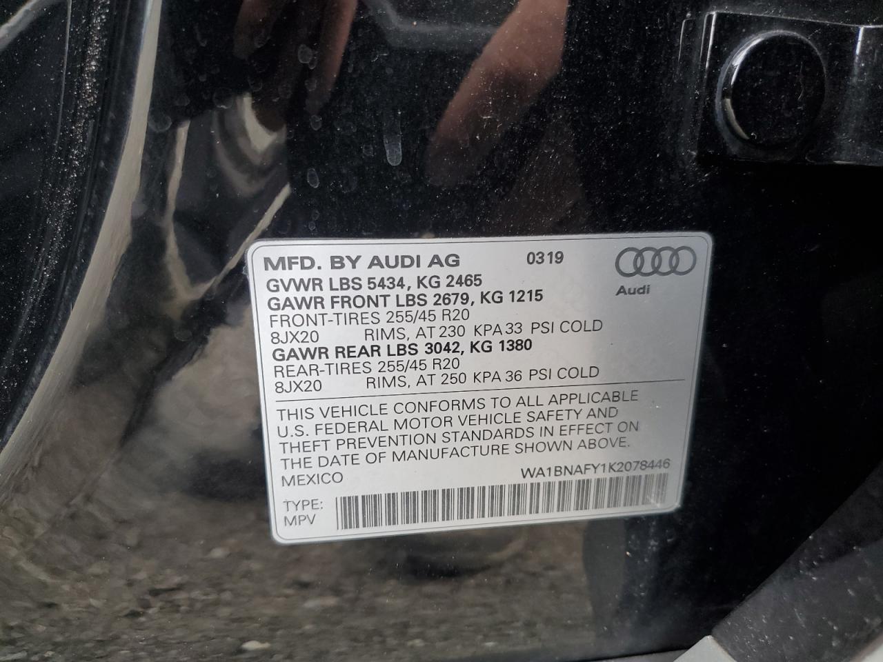 2019 Audi Q5 Premium Plus VIN: WA1BNAFY1K2078446 Lot: 64110695
