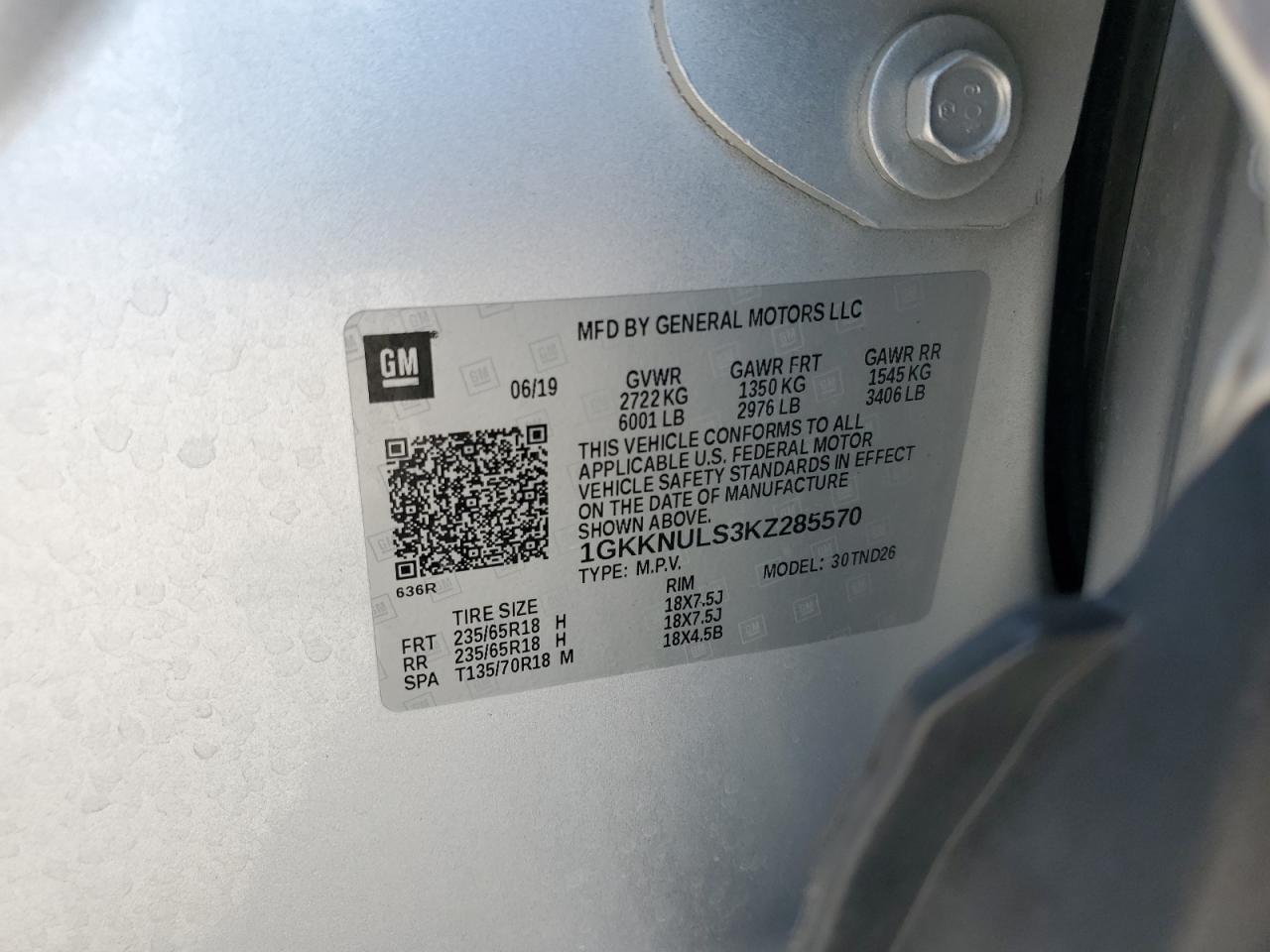 2019 GMC Acadia Slt-1 VIN: 1GKKNULS3KZ285570 Lot: 64322585