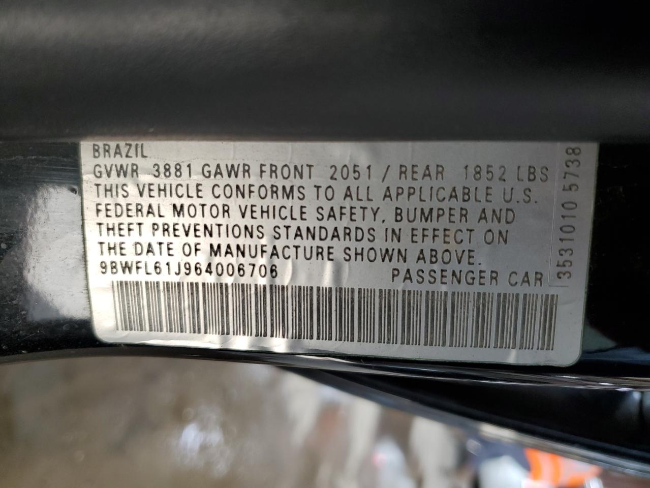 2006 Volkswagen Golf Gl VIN: 9BWFL61J964006706 Lot: 65208535