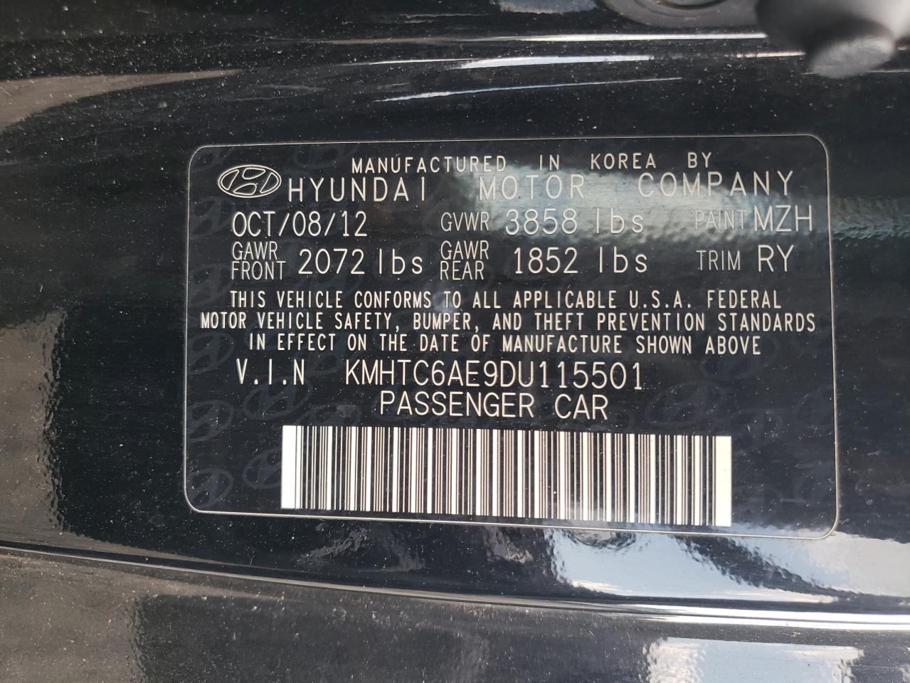 2013 Hyundai Veloster Turbo VIN: KMHTC6AE9DU115501 Lot: 66480465