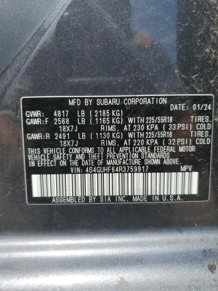 2024 Subaru Crosstrek Sport VIN: 4S4GUHF64R3759917 Lot: 62742265