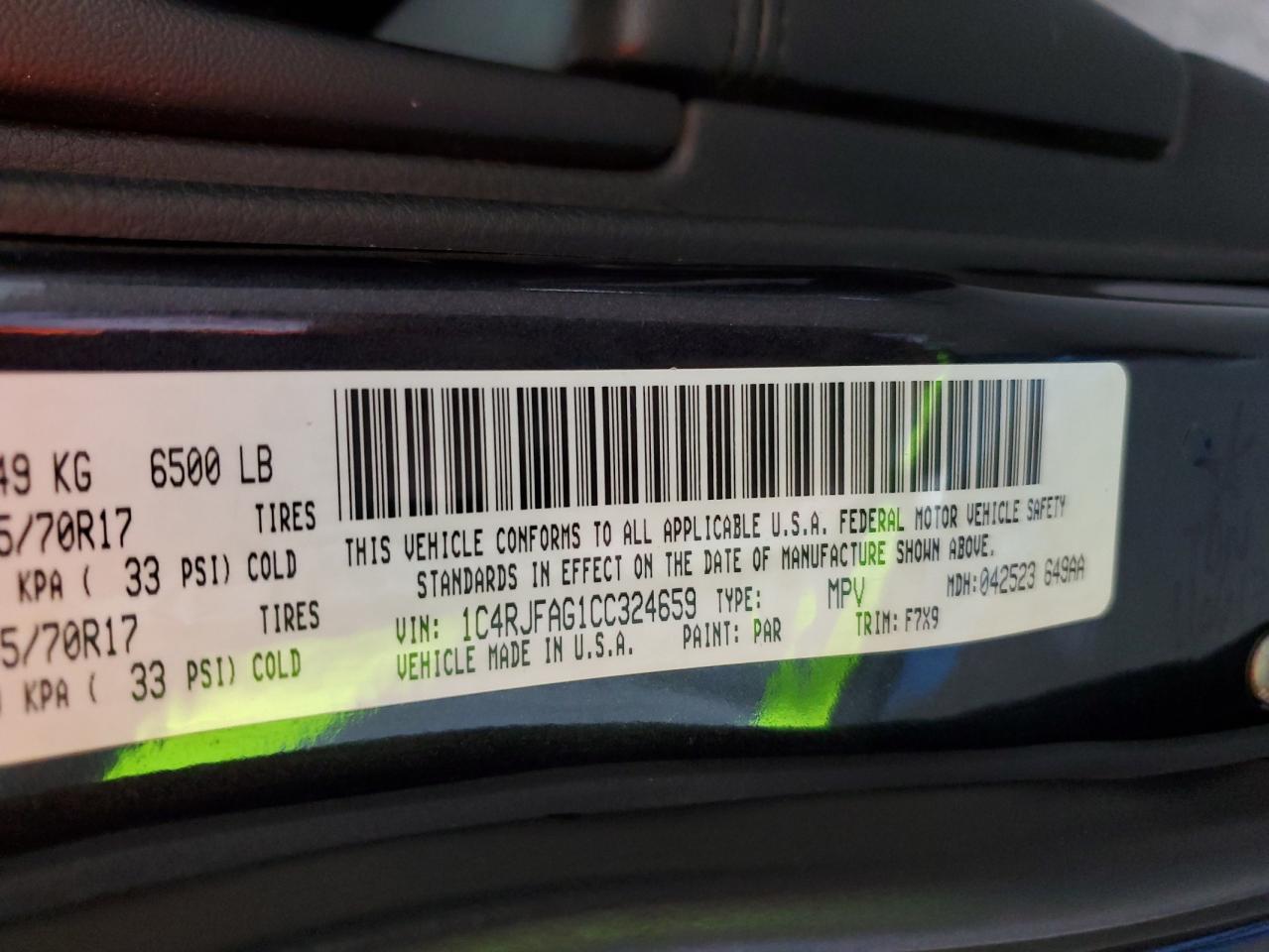 2012 Jeep Grand Cherokee Laredo VIN: 1C4RJFAG1CC324659 Lot: 65251805
