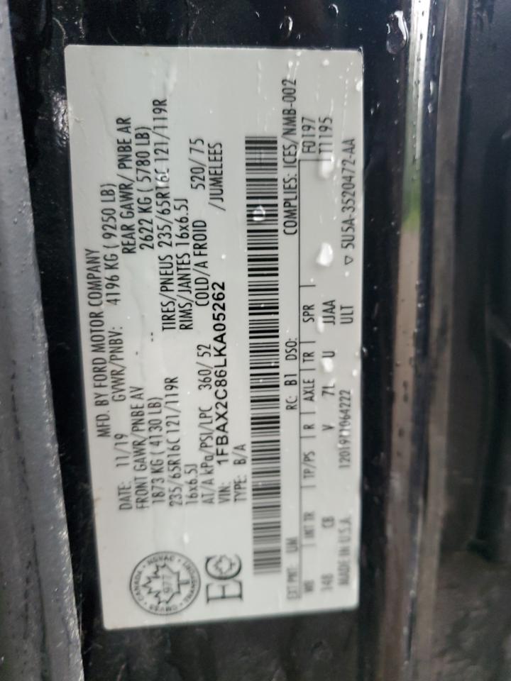 2020 Ford Transit T-350 VIN: 1FBAX2C86LKA05262 Lot: 64481725