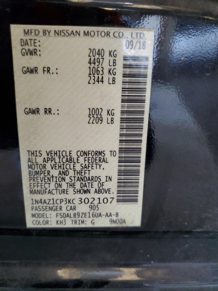2019 Nissan Leaf S VIN: 1N4AZ1CP3KC302107 Lot: 63709395