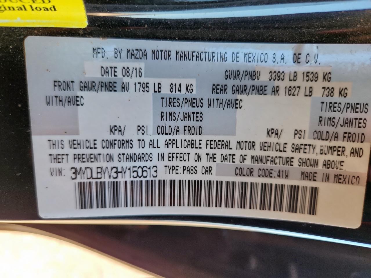 2017 Toyota Yaris Ia VIN: 3MYDLBYV3HY150613 Lot: 64111395