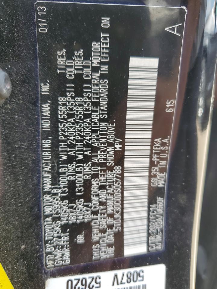 2013 Toyota Sienna Le VIN: 5TDJK3DC0DS057788 Lot: 64520905