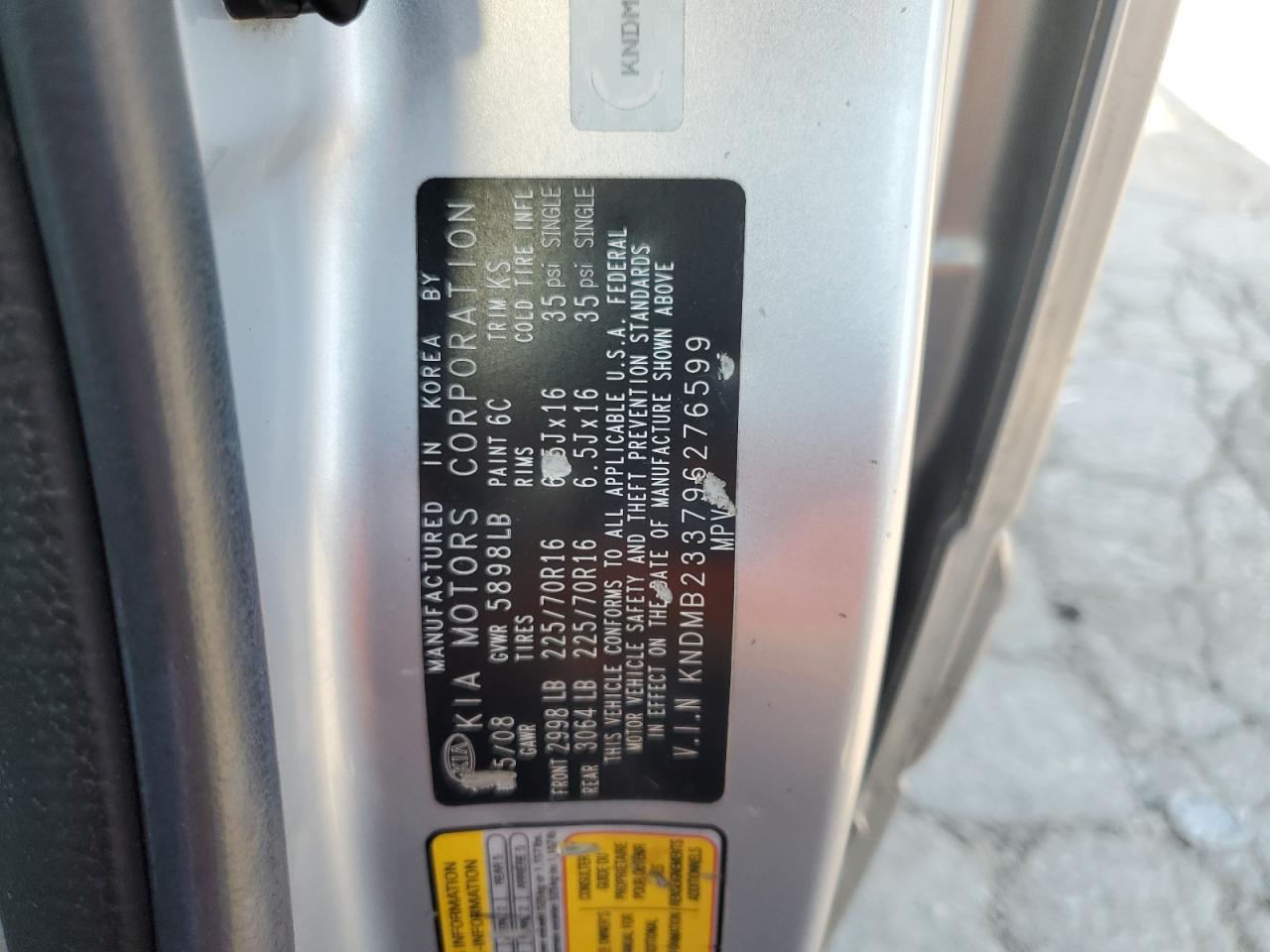 2009 Kia Sedona Ex VIN: KNDMB233796276599 Lot: 62991545