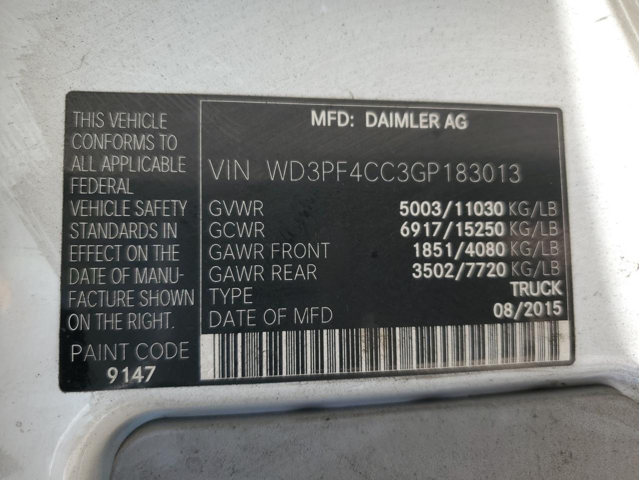 wd3pf4cc3gp183013 WD3PF4CC3GP183013 2016 Mercedes-Benz Sprinter 3500