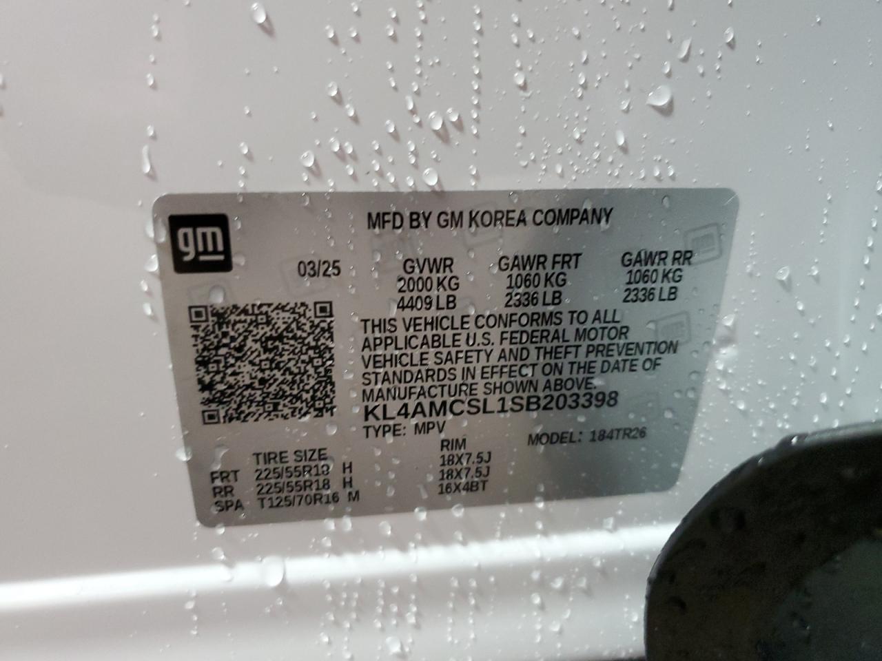 2025 Buick Encore Gx Preferred VIN: KL4AMCSL1SB203398 Lot: 63255575