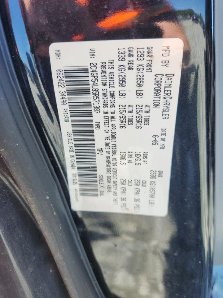 2005 Chrysler Town & Country Touring VIN: 2C4GP54L85R571387 Lot: 63493275