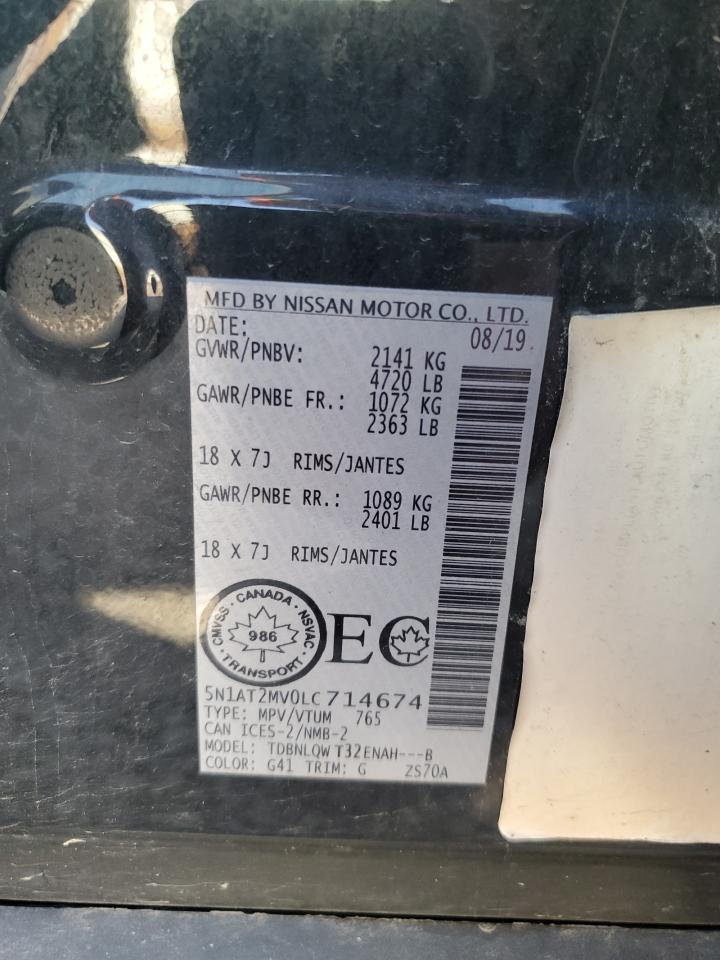 2020 Nissan Rogue S VIN: 5N1AT2MV0LC714674 Lot: 64489875