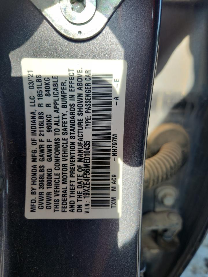 2021 Honda Insight Ex VIN: 19XZE4F56ME010435 Lot: 65132005