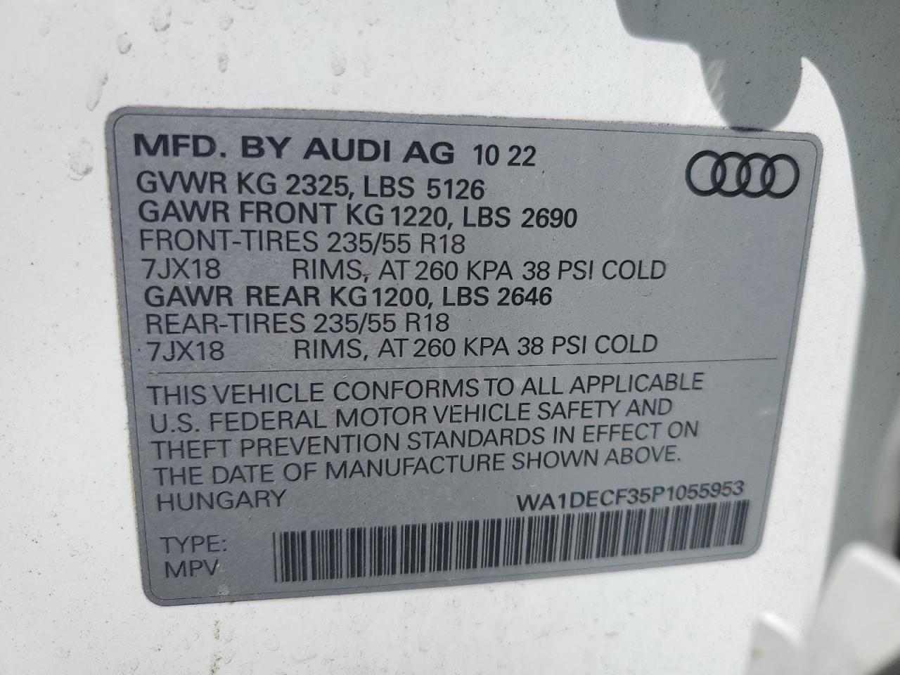 2023 Audi Q3 Premium S Line 45 VIN: WA1DECF35P1055953 Lot: 65963545