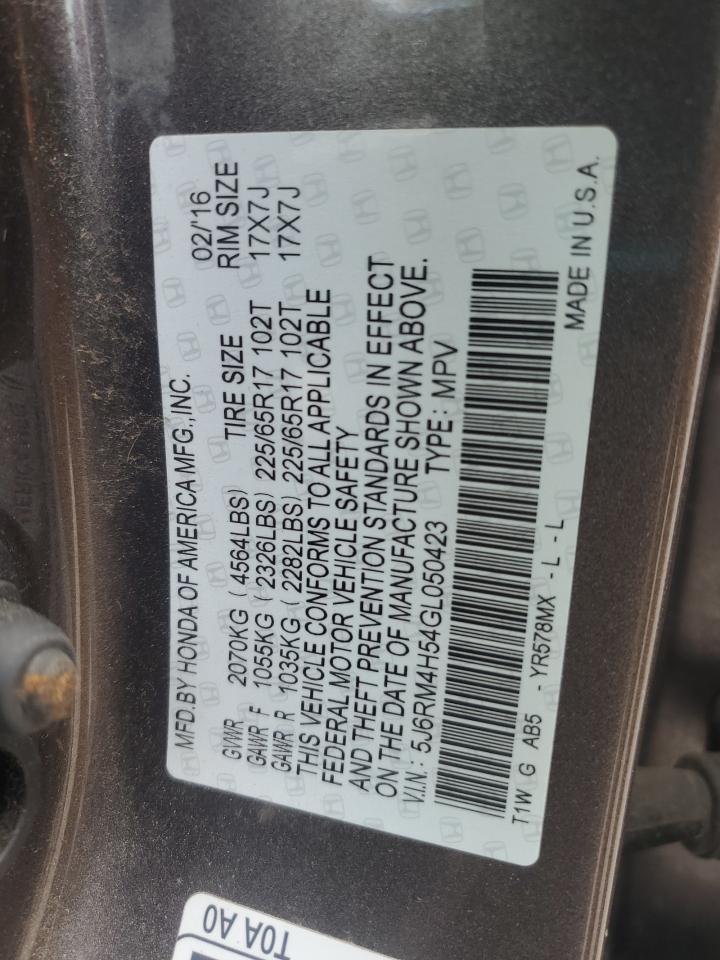 2016 Honda Cr-V Ex VIN: 5J6RM4H54GL050423 Lot: 65531185