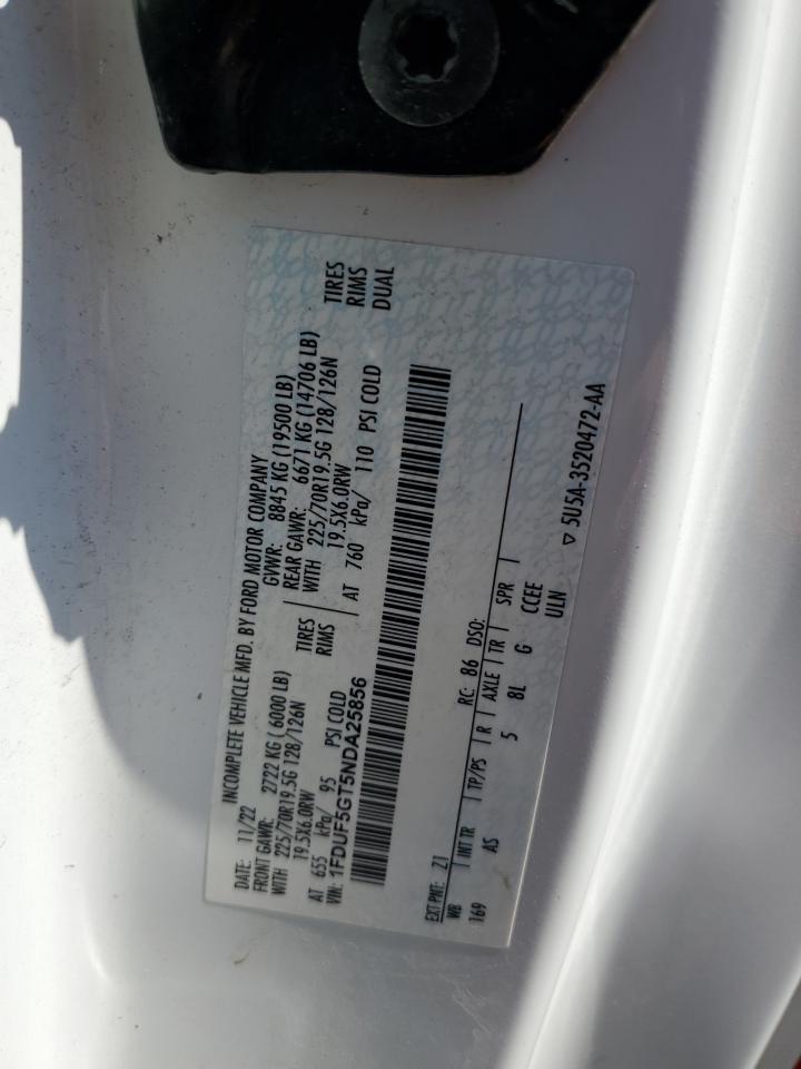 2022 Ford F550 Super Duty VIN: 1FDUF5GT5NDA25856 Lot: 65633925